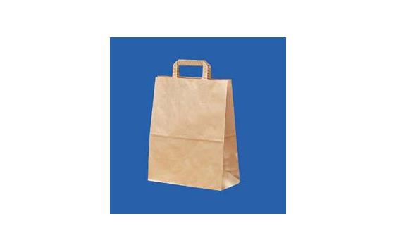 9407926   Papir b&#230;reposer brune med flate h&#229;ndtak 260x155x340 mm | 16 liter | 90 gr. brun